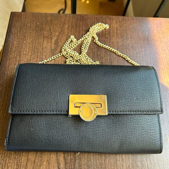 New TED BAKER London Bow Leather Crossbody Bag Chain Strap - Black - Picture 1 of 12